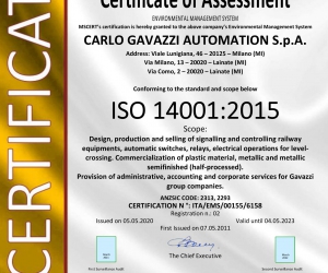 CHỨNG CHỈ ISO 14001 Carlogavazzi