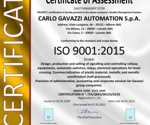 CHỨNG CHỈ ISO 9001 Carlogavazzi