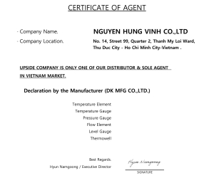 Chừng chỉ Hãng DKSENSOR 2025